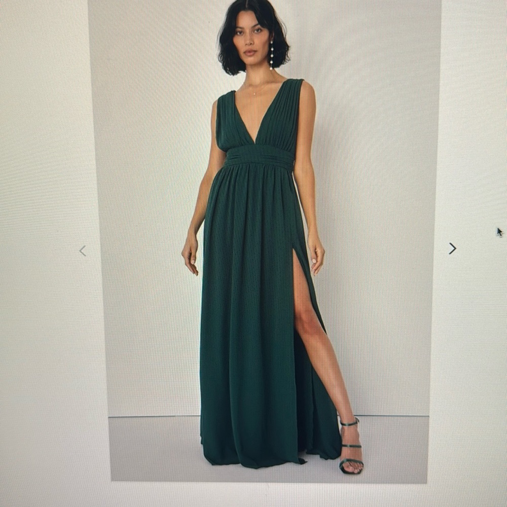 Dark green chiffon maxi dress